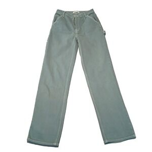 Pacsun Women Y2K 90s Carpenter Jeans Teal Green Size 27 Denim Baggy Straight Leg